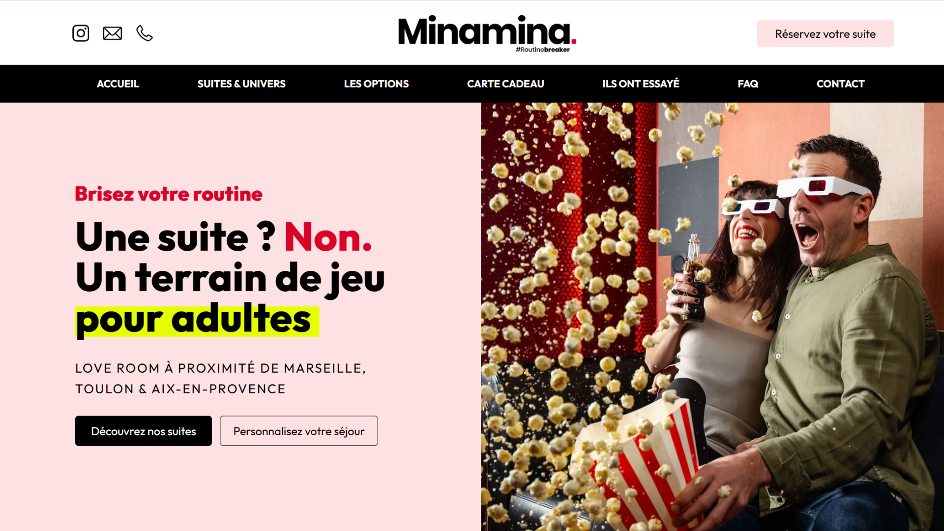 Aperçu du site Wix minamina-loveroom.fr réalisé par l'Agence Wix Marseillaise